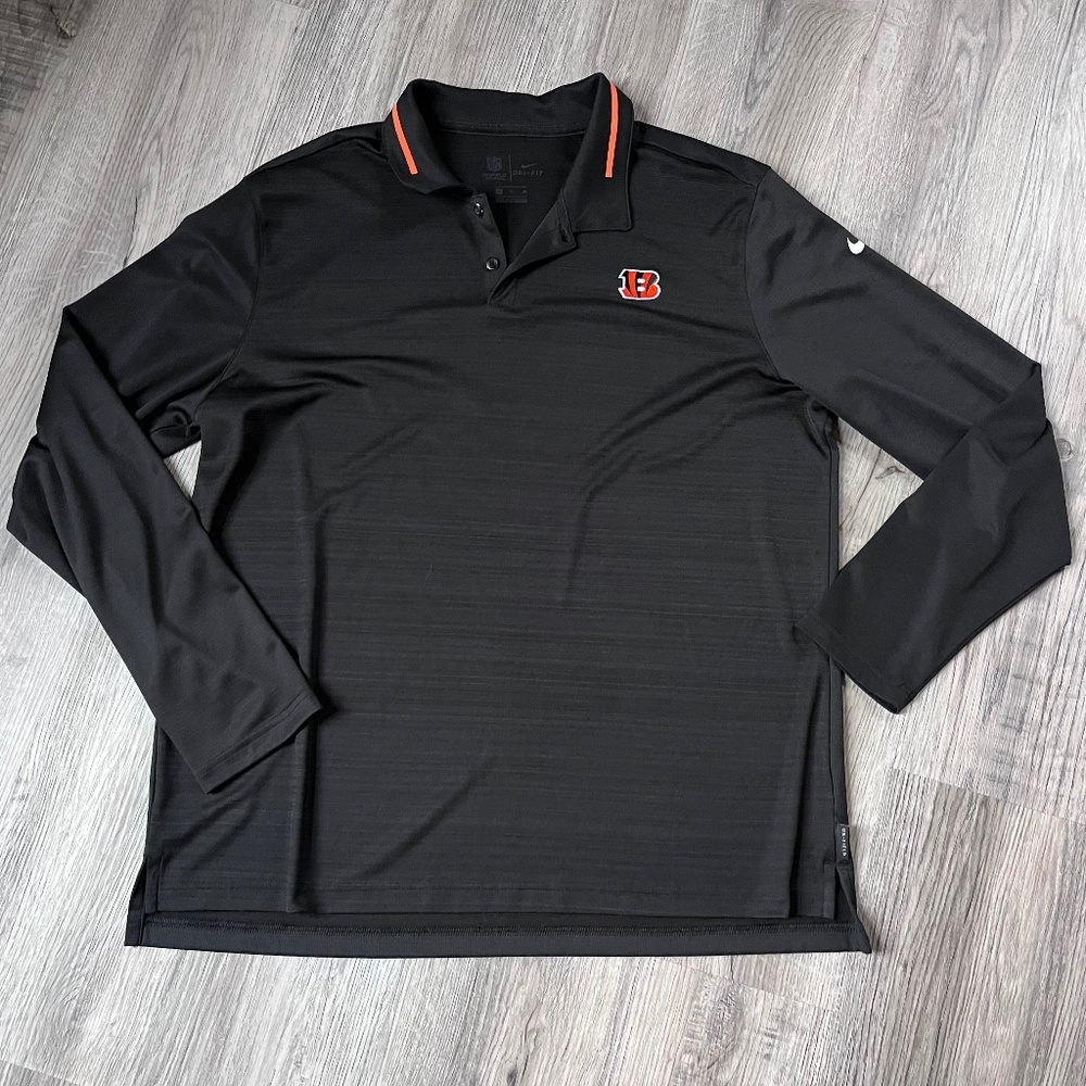Nike Mens' XL Cincinnati Bengals Sideline Long sleeve Polo Shirt on field stripe